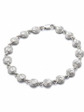 Vintage Sterling Silver 8" Seashell Bracelet